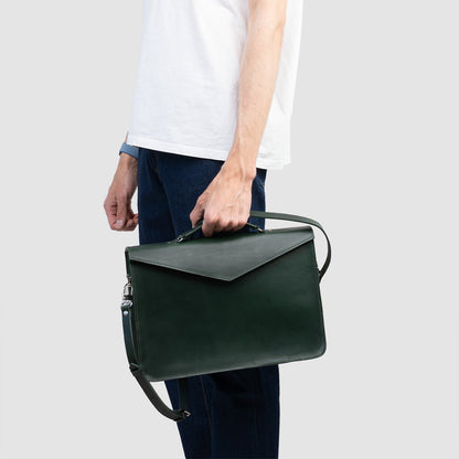 Leather Briefcase (Gray)-4